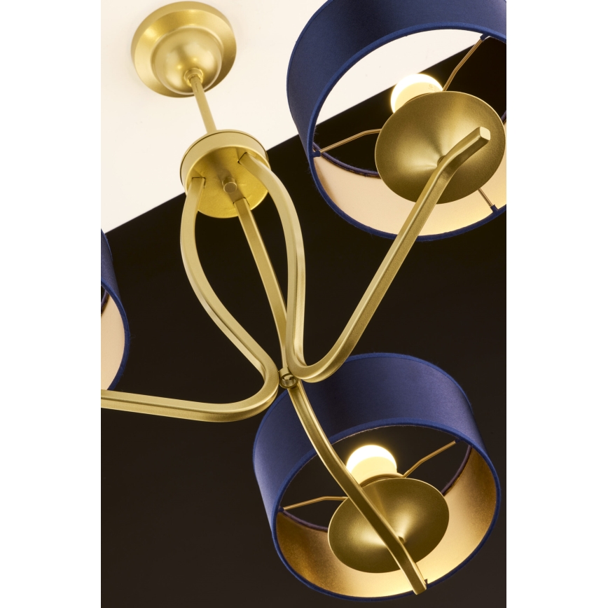 Jupiter 2113 - Lustr na tyči KASZMIR 3xE27/15W/230V modrá/zlatá