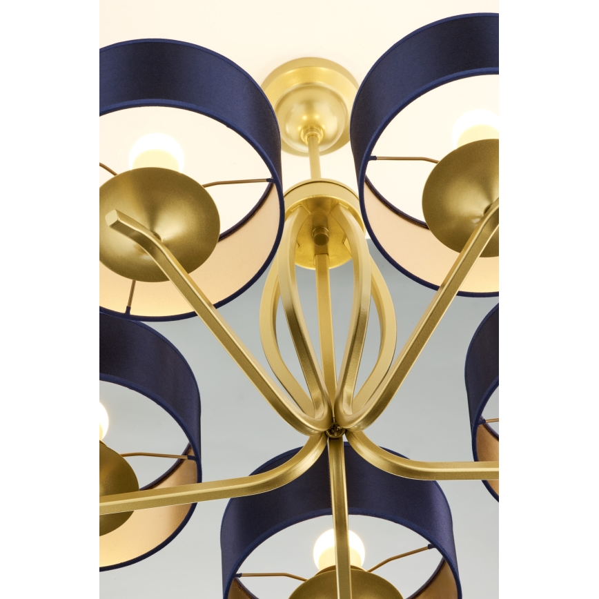 Jupiter 2114 - Lustr na tyči KASZMIR 5xE27/15W/230V modrá/zlatá
