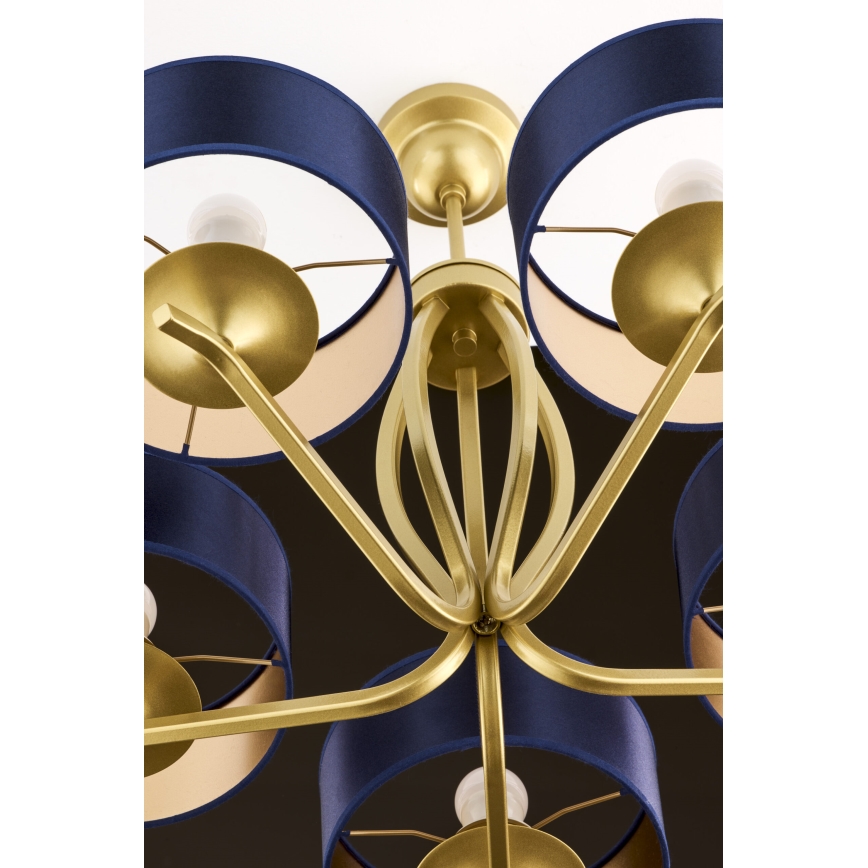 Jupiter 2114 - Lustr na tyči KASZMIR 5xE27/15W/230V modrá/zlatá