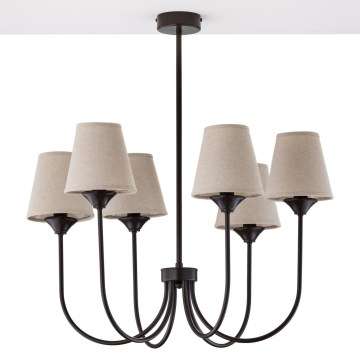 Jupiter 2165 - Lustr na tyči TILIA 6xE14/11W/230V hnědá/béžová