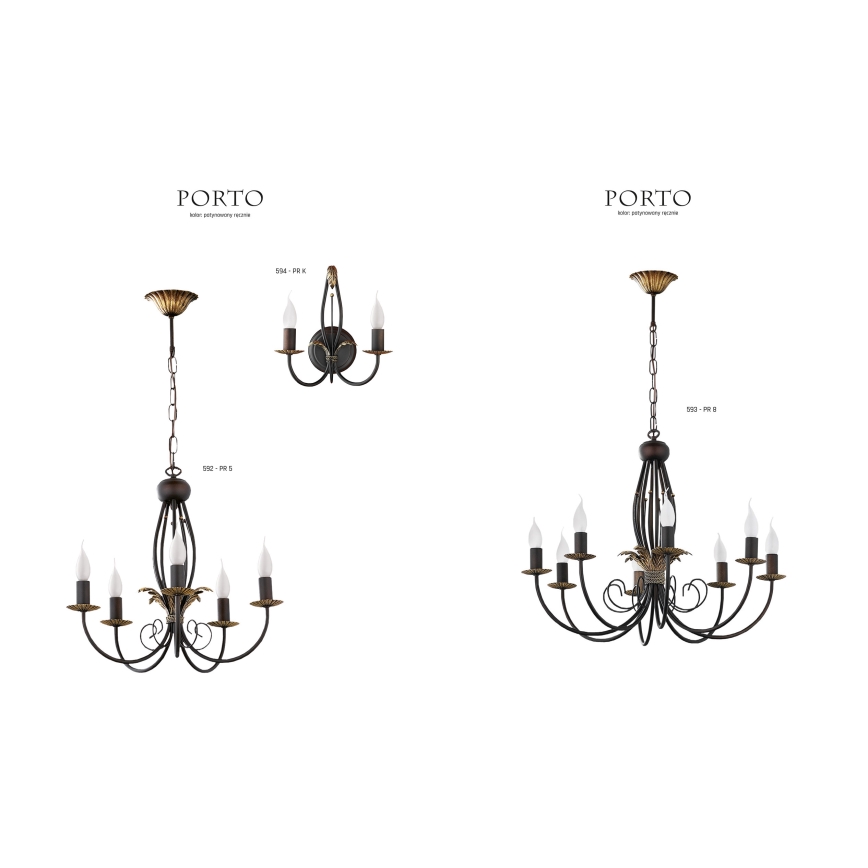 Jupiter 594 - PR K - Nástěnné svítidlo PORTO 2xE14/40W/230V