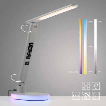 JUST LIGHT. 11018-16 - LED RGBW Stmívatelná dotyková stolní lampa s bezdrátovým nabíjením TINA LED/4W/230V bílá