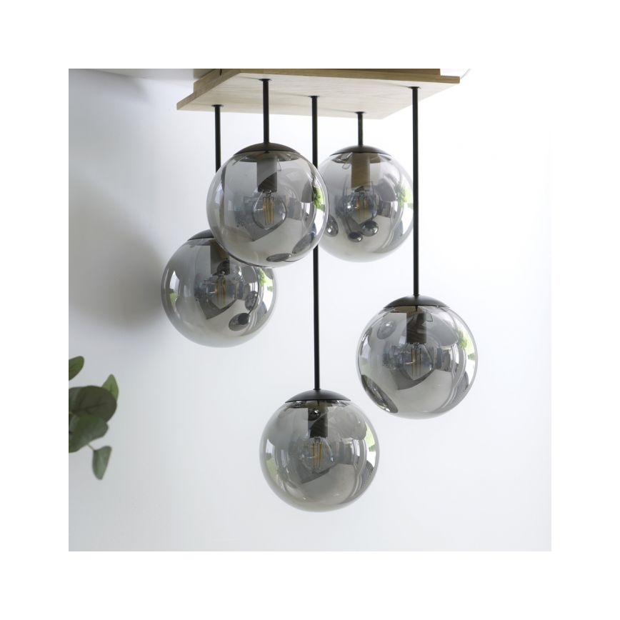 JUST LIGHT. 11395-79 - Lustr na tyči WIDOW 5xE14/25W/230V dub