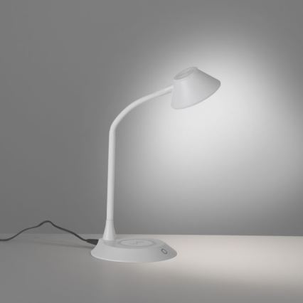 JUST LIGHT. 14414-16 - LED Stmívatelná flexibilní dotyková stolní lampa s bezdrátovým nabíjením PUCKI LED/4,5W/230V bílá