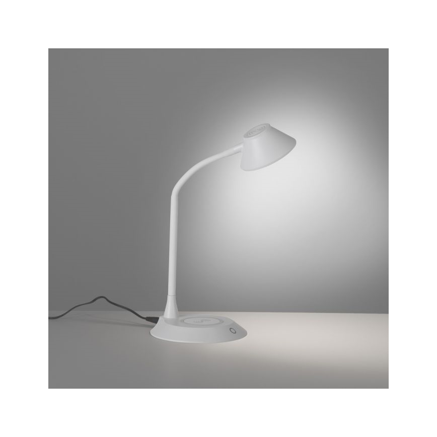 JUST LIGHT. 14414-16 - LED Stmívatelná flexibilní dotyková stolní lampa s bezdrátovým nabíjením PUCKI LED/4,5W/230V bílá