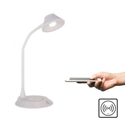 JUST LIGHT. 14414-16 - LED Stmívatelná flexibilní dotyková stolní lampa s bezdrátovým nabíjením PUCKI LED/4,5W/230V bílá