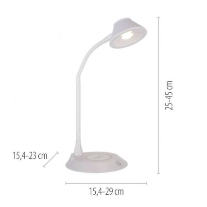 JUST LIGHT. 14414-16 - LED Stmívatelná flexibilní dotyková stolní lampa s bezdrátovým nabíjením PUCKI LED/4,5W/230V bílá
