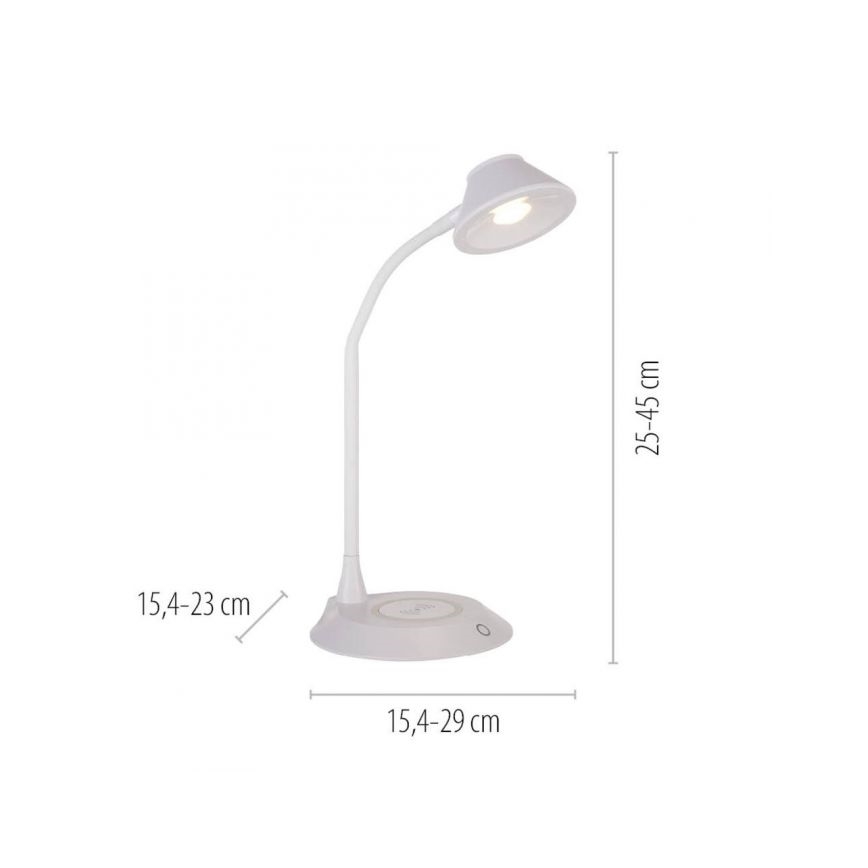 JUST LIGHT. 14414-16 - LED Stmívatelná flexibilní dotyková stolní lampa s bezdrátovým nabíjením PUCKI LED/4,5W/230V bílá