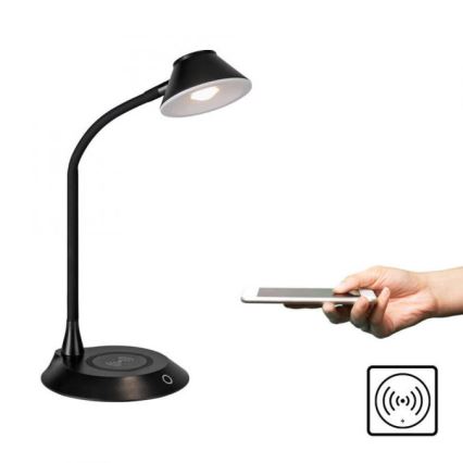 JUST LIGHT. 14414-18 - LED Stmívatelná flexibilní dotyková stolní lampa s bezdrátovým nabíjením PUCKI LED/4,5W/230V černá