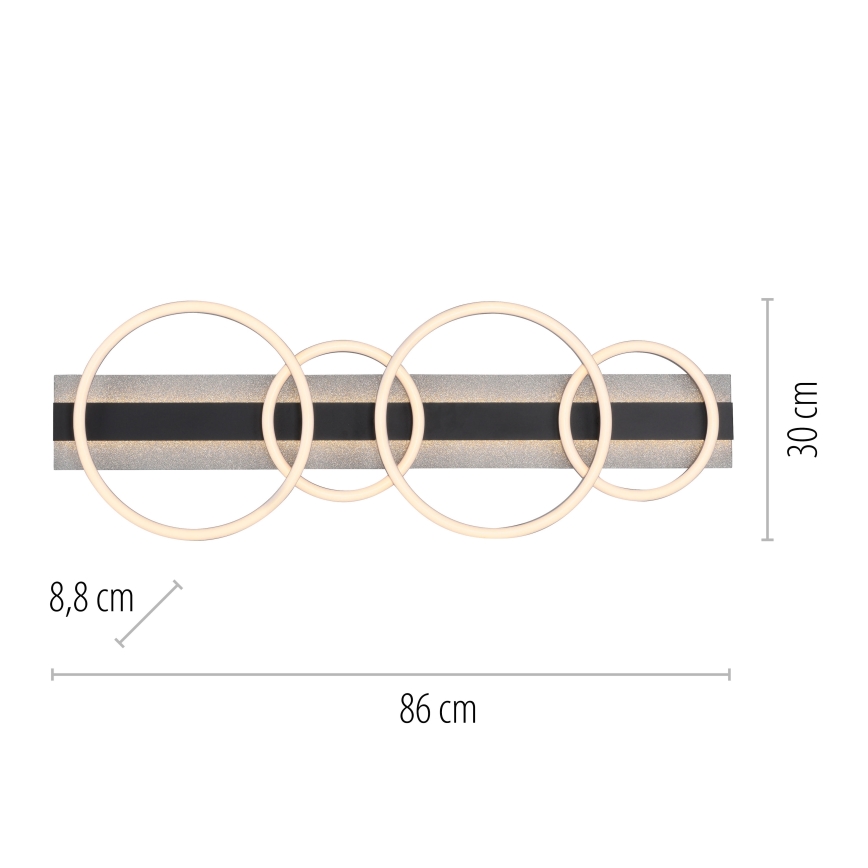 JUST LIGHT. 14426-21 - LED Stropní svítidlo CICHIO LED/37W/230V + LED/9,5W 30x86 cm černá