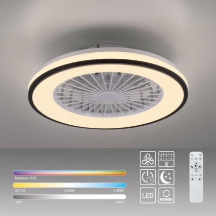 JUST LIGHT. 14447-18 - LED RGBW Stmívatelný stropní ventilátor se světlem LENO LED/44W/230V 3000-6500K pr. 48,6 cm bílá + dálkové ovládání