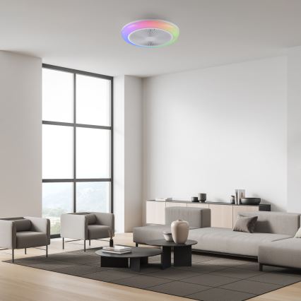 JUST LIGHT. 14623-16 - LED RGBW Stmívatelný stropní ventilátor se světlem BRENDA LED/22W/230V 3000-6000K pr. 46 cm bílá + dálkové ovládání