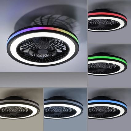 JUST LIGHT. 14649-18 - LED RGBW Stmívatelný stropní ventilátor se světlem BRANDON LED/36W/230V 2700-5000K pr. 46,5 cm černá + dálkové ovládání
