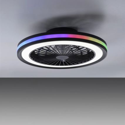 JUST LIGHT. 14649-18 - LED RGBW Stmívatelný stropní ventilátor se světlem BRANDON LED/36W/230V 2700-5000K pr. 46,5 cm černá + dálkové ovládání