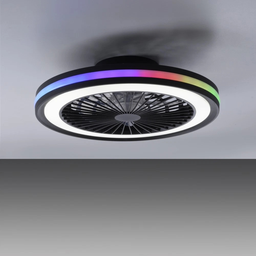 JUST LIGHT. 14649-18 - LED RGBW Stmívatelný stropní ventilátor se světlem BRANDON LED/36W/230V 2700-5000K pr. 46,5 cm černá + dálkové ovládání