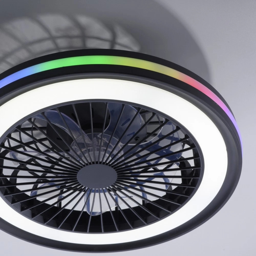 JUST LIGHT. 14649-18 - LED RGBW Stmívatelný stropní ventilátor se světlem BRANDON LED/36W/230V 2700-5000K pr. 46,5 cm černá + dálkové ovládání