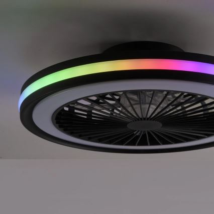 JUST LIGHT. 14649-18 - LED RGBW Stmívatelný stropní ventilátor se světlem BRANDON LED/36W/230V 2700-5000K pr. 46,5 cm černá + dálkové ovládání