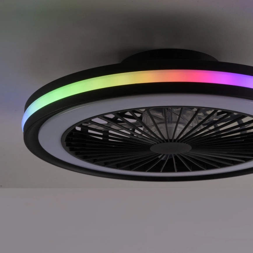 JUST LIGHT. 14649-18 - LED RGBW Stmívatelný stropní ventilátor se světlem BRANDON LED/36W/230V 2700-5000K pr. 46,5 cm černá + dálkové ovládání