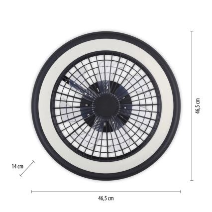 JUST LIGHT. 14649-18 - LED RGBW Stmívatelný stropní ventilátor se světlem BRANDON LED/36W/230V 2700-5000K pr. 46,5 cm černá + dálkové ovládání