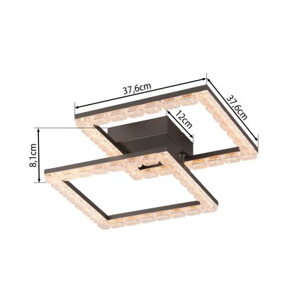 JUST LIGHT. 14732-18 - LED Stropní svítidlo GLITRA LED/17,5W/230V 37,6x37,6 cm černá