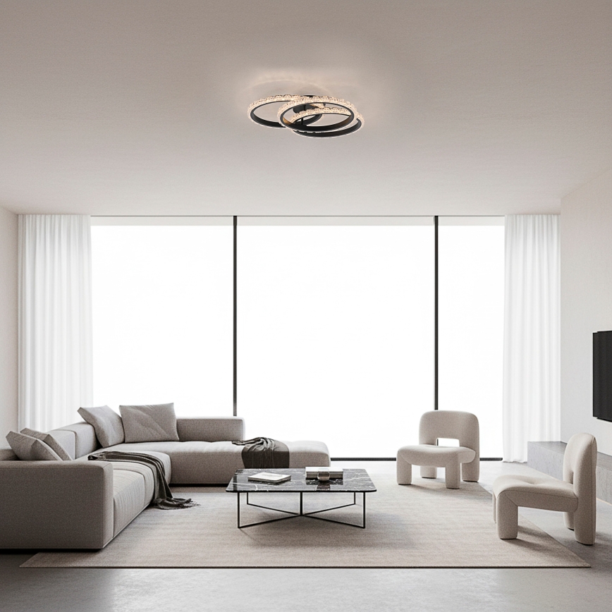JUST LIGHT. 14734-18 - LED Stropní svítidlo GLITRA LED/37W/230V pr. 50 cm černá
