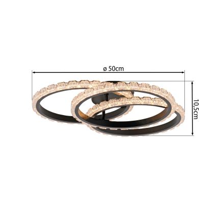 JUST LIGHT. 14734-18 - LED Stropní svítidlo GLITRA LED/37W/230V pr. 50 cm černá