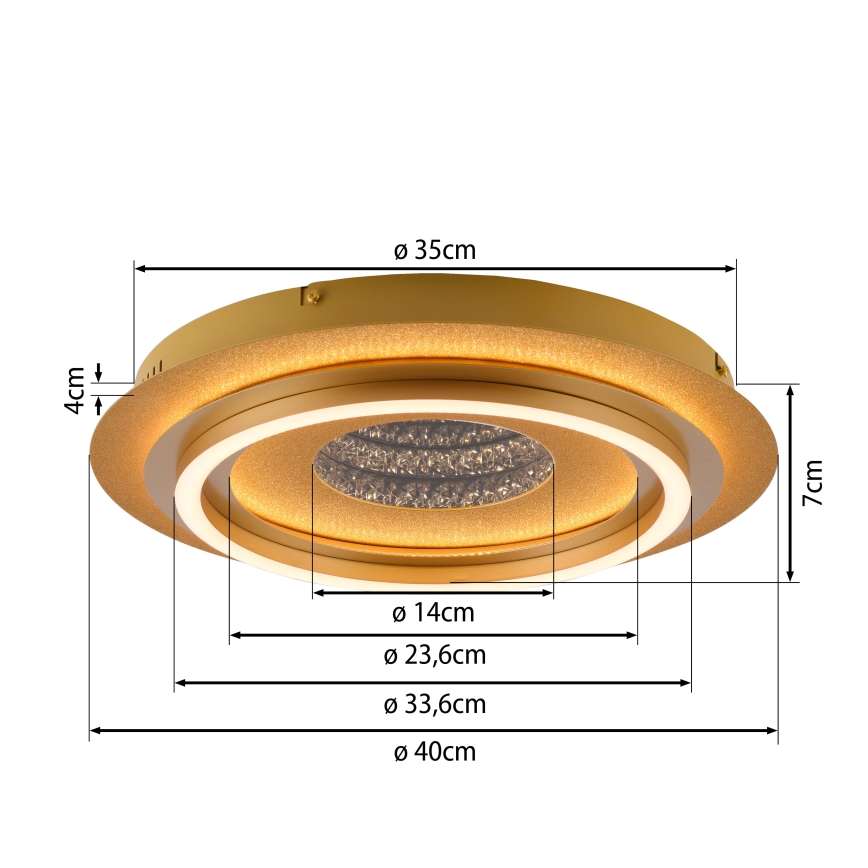JUST LIGHT. 15089-60 - LED Stropní svítidlo CICHIO LED/36W/230V pr. 40 cm zlatá