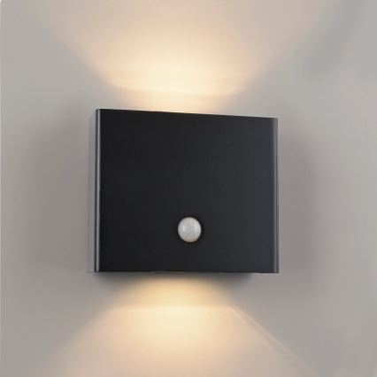JUST LIGHT. 19471-18 - LED Venkovní nástěnné svítidlo se senzorem AMIN 2xLED/1,25W/3,7V 4400mAh IP44 černá