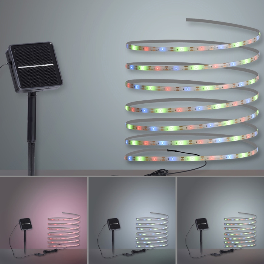JUST LIGHT. 19971-18 - LED RGB Solární pásek TEANIA LED/3,7V 5 m 1200 mAh IP44 černá