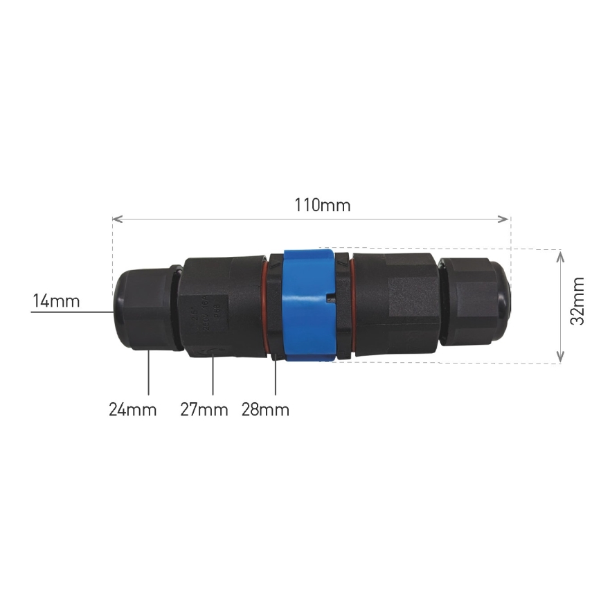 Kabelová spojka CTL 250V/16A IP68 5x2,5 mm²