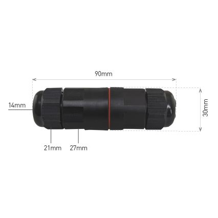 Kabelová spojka CWL 250V/16A IP68 3x2,5 mm²