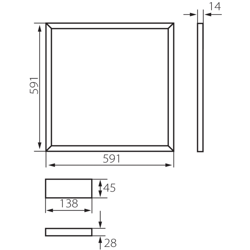 LED Podhledový rám AVAR LED/40W/230V 6000K 59x59 cm
