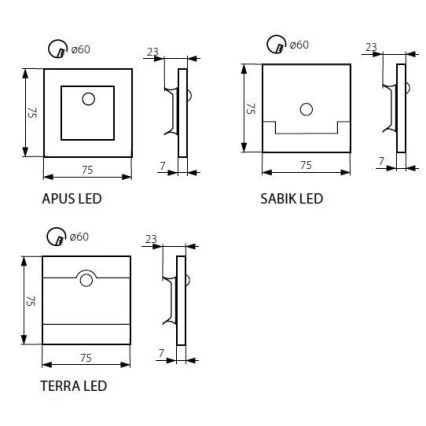 LED Schodišťové svítidlo SABIK se senzorem LED/0,8W/12V 3000K
