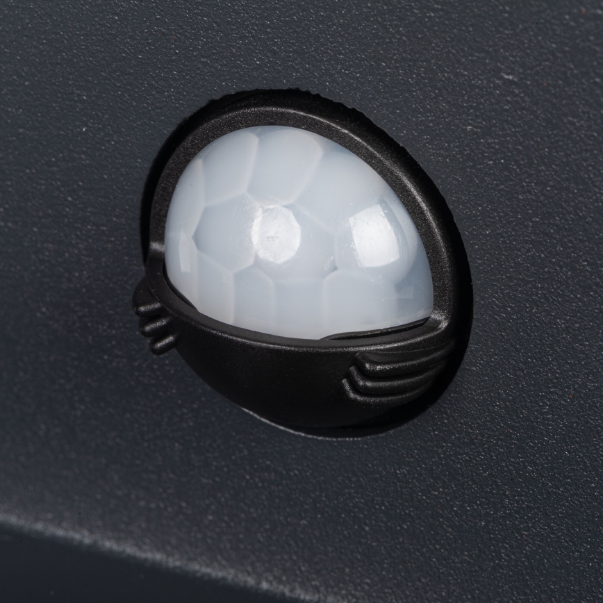 LED Venkovní nástěnné svítidlo se senzorem pohybu a soumraku REKA LED/7W/230V IP54 antracit hranatý