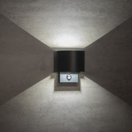 LED Venkovní nástěnné svítidlo se senzorem pohybu a soumraku REKA LED/7W/230V IP54 antracit kulatý