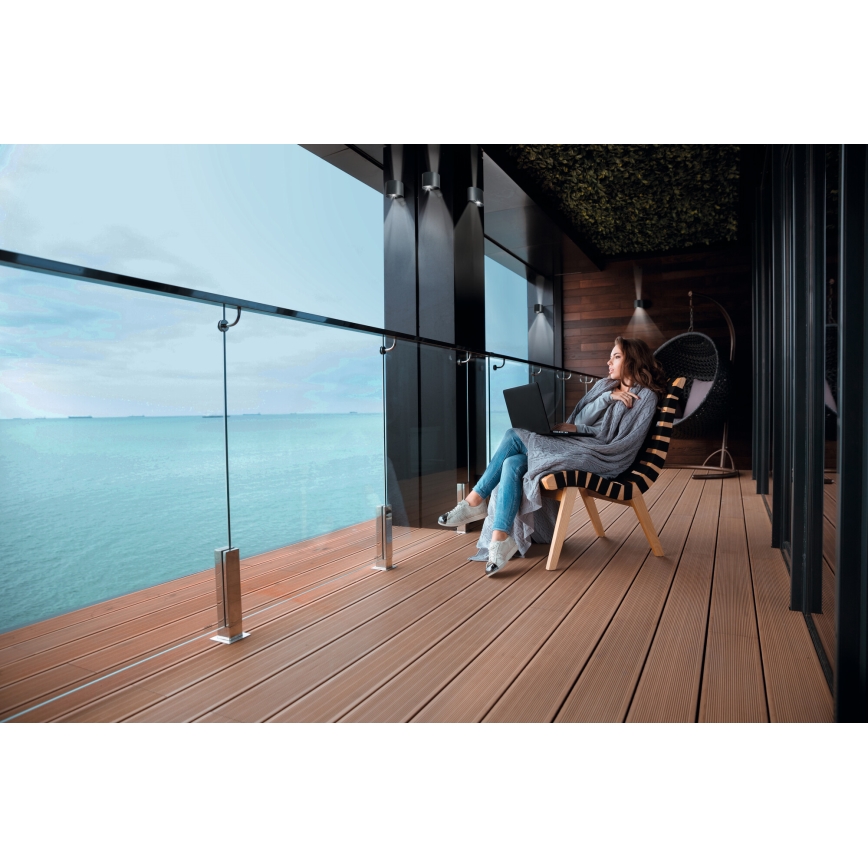 LED Venkovní nástěnné svítidlo se senzorem pohybu a soumraku REKA LED/7W/230V IP54 antracit kulatý