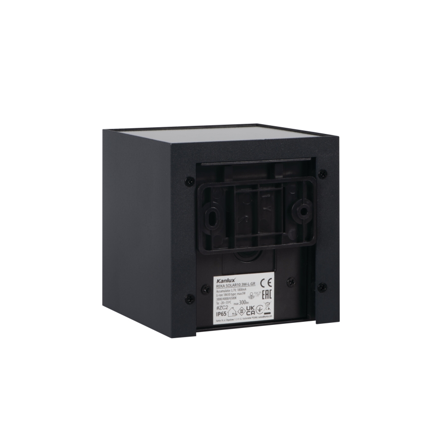 LED Solární nástěnné svítidlo se senzorem REKA LED/3W/3,7V 1800 mAh 3000/4000/6500K IP65 antracit