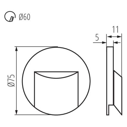 LED Schodišťové svítidlo ERINUS LED/0,8W/12V 4000K šedá