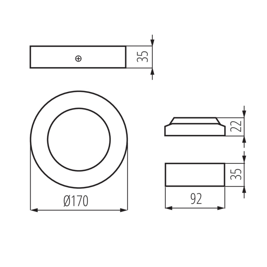 LED Stropní svítidlo CARSA LED/12W/230V 3000K černá pr. 17 cm