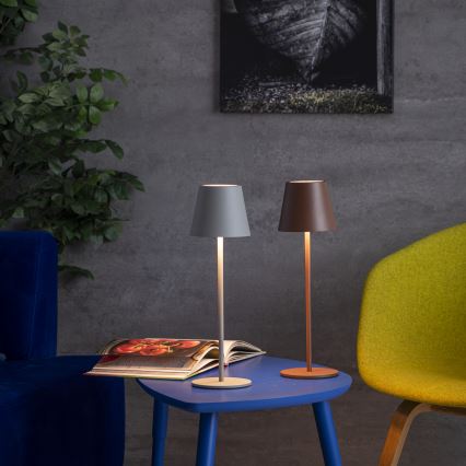 LED Stmívatelná nabíjecí stolní lampa INITA LED/1,2W/1800 mAh IP54 hnědá