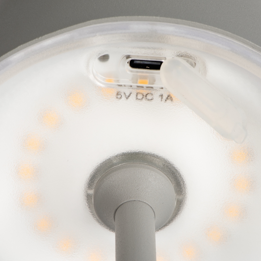 LED Stmívatelná nabíjecí stolní lampa INITA LED/1,2W/1800 mAh IP54 šedá