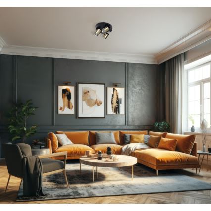 Bodové svítidlo LAURIN 3xGU10/10W/230V mosaz/černá
