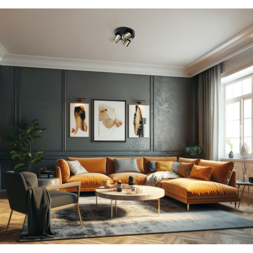 Bodové svítidlo LAURIN 3xGU10/10W/230V mosaz/černá