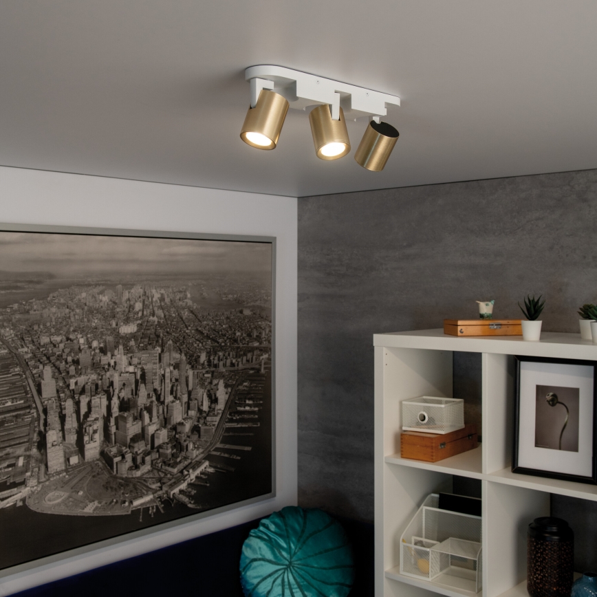 Bodové svítidlo LAURIN 3xGU10/10W/230V mosaz/bílá