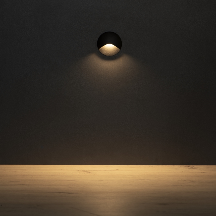 LED Schodišťové svítidlo EXIN LED/2,5W/230V 3000K IP65 černá kulatý