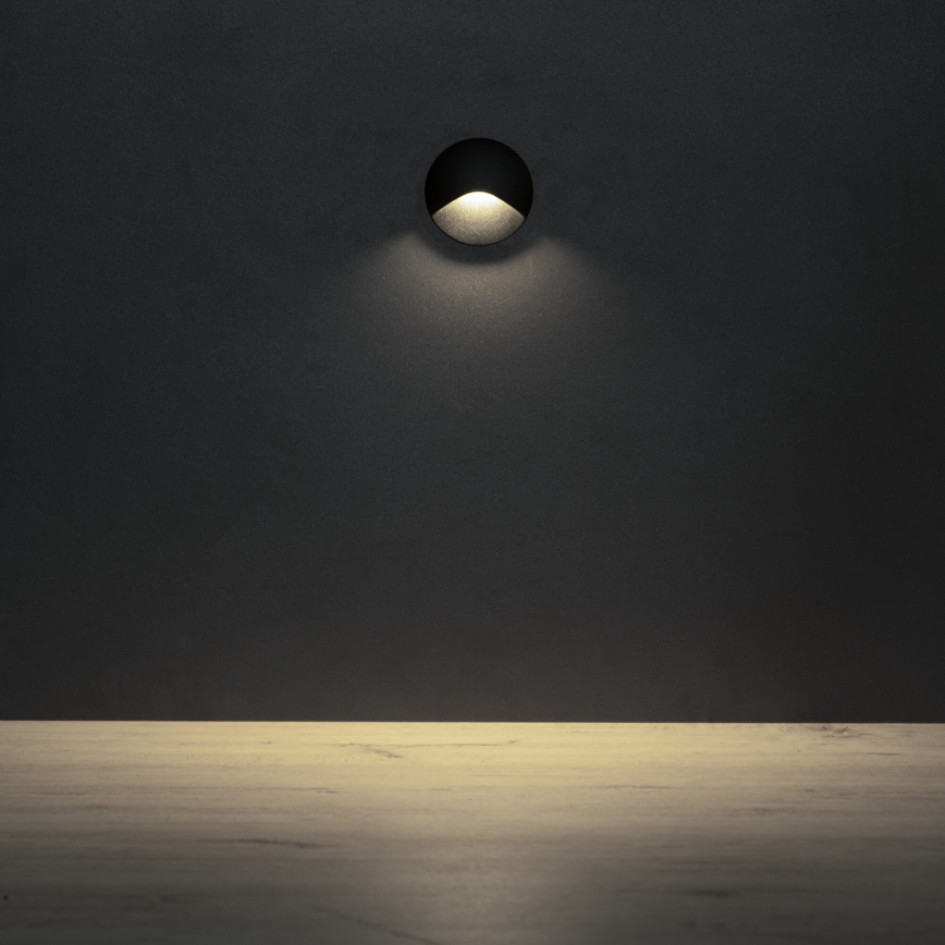 LED Schodišťové svítidlo EXIN LED/2,5W/230V 4000K IP65 černá kulatý