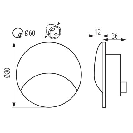 LED Schodišťové svítidlo EXIN LED/2,5W/230V 4000K IP65 antracit kulatý