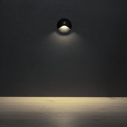 LED Schodišťové svítidlo se senzorem pohybu a soumraku EXIN LED/2,5W/230V 4000K IP65 černá kulatý