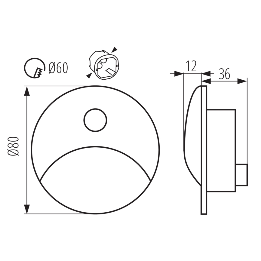 LED Schodišťové svítidlo se senzorem pohybu a soumraku EXIN LED/2,5W/230V 4000K IP65 černá kulatý