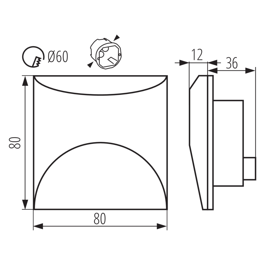 LED Schodišťové svítidlo EXIN LED/2,5W/230V 4000K IP65 černá hranatý